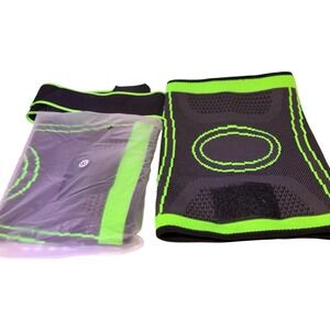 Knee Compression Sleeve Brace Pair 3XL Black Green Support